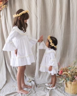 Alternative view of Vestido Helena blanco de poplin elegante