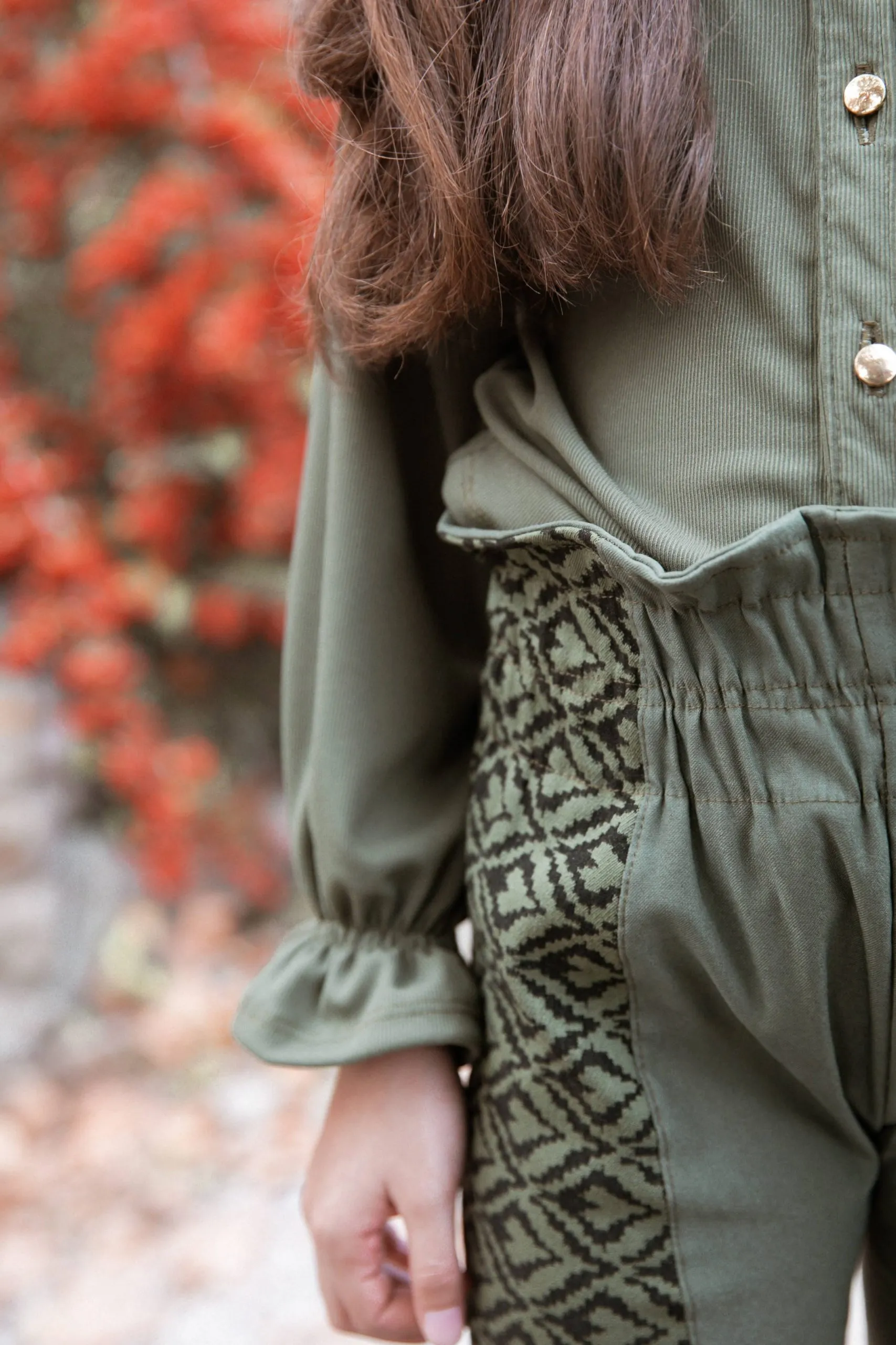 Pantalón Recto combinado Verde Militar Niñas - Imagen 3