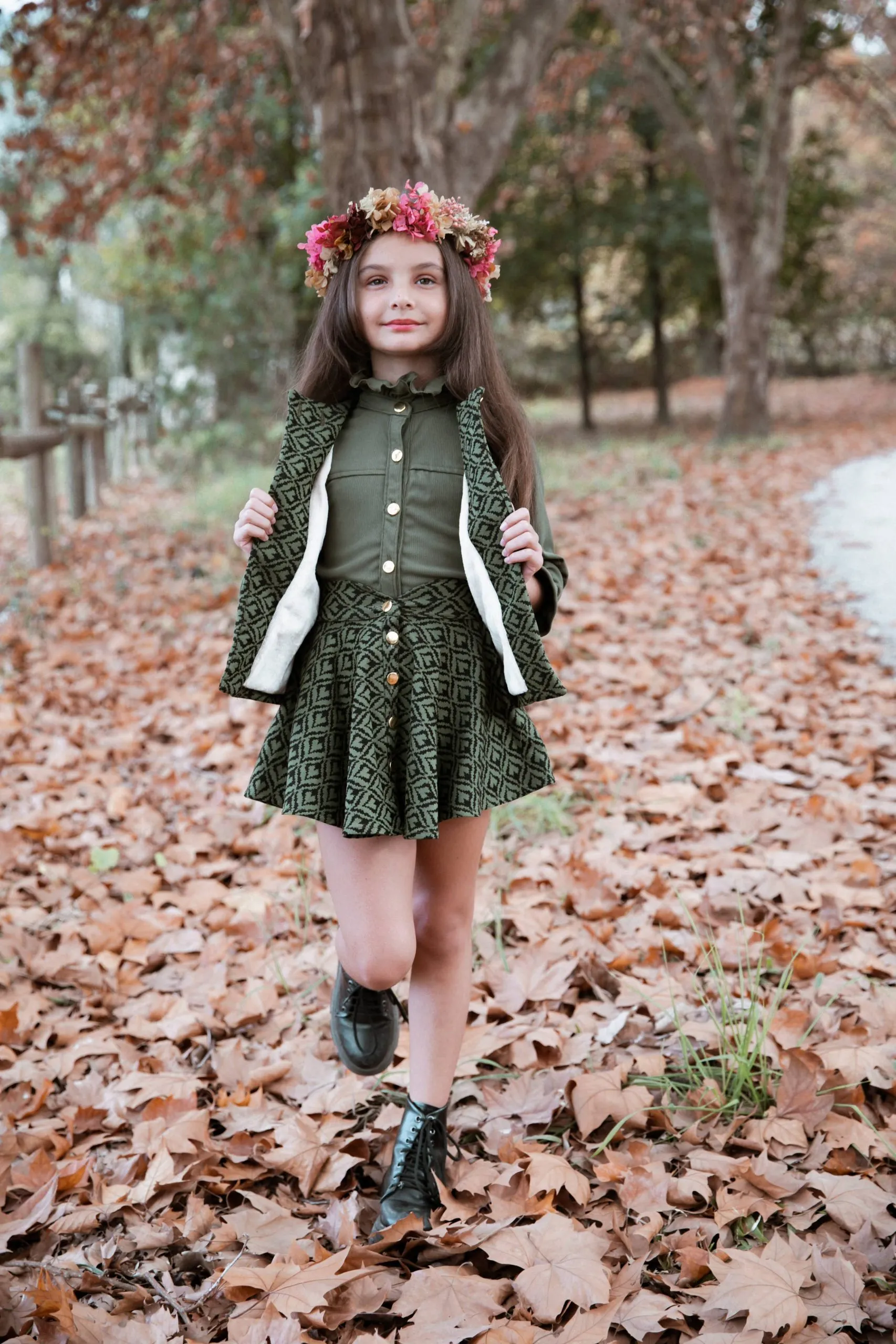 Chaleco estampado verde niñas - Imagen 3