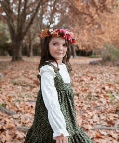 Alternative view of Jumper verde de bengalina para niñas | Diseño estampado con volado - Begoña