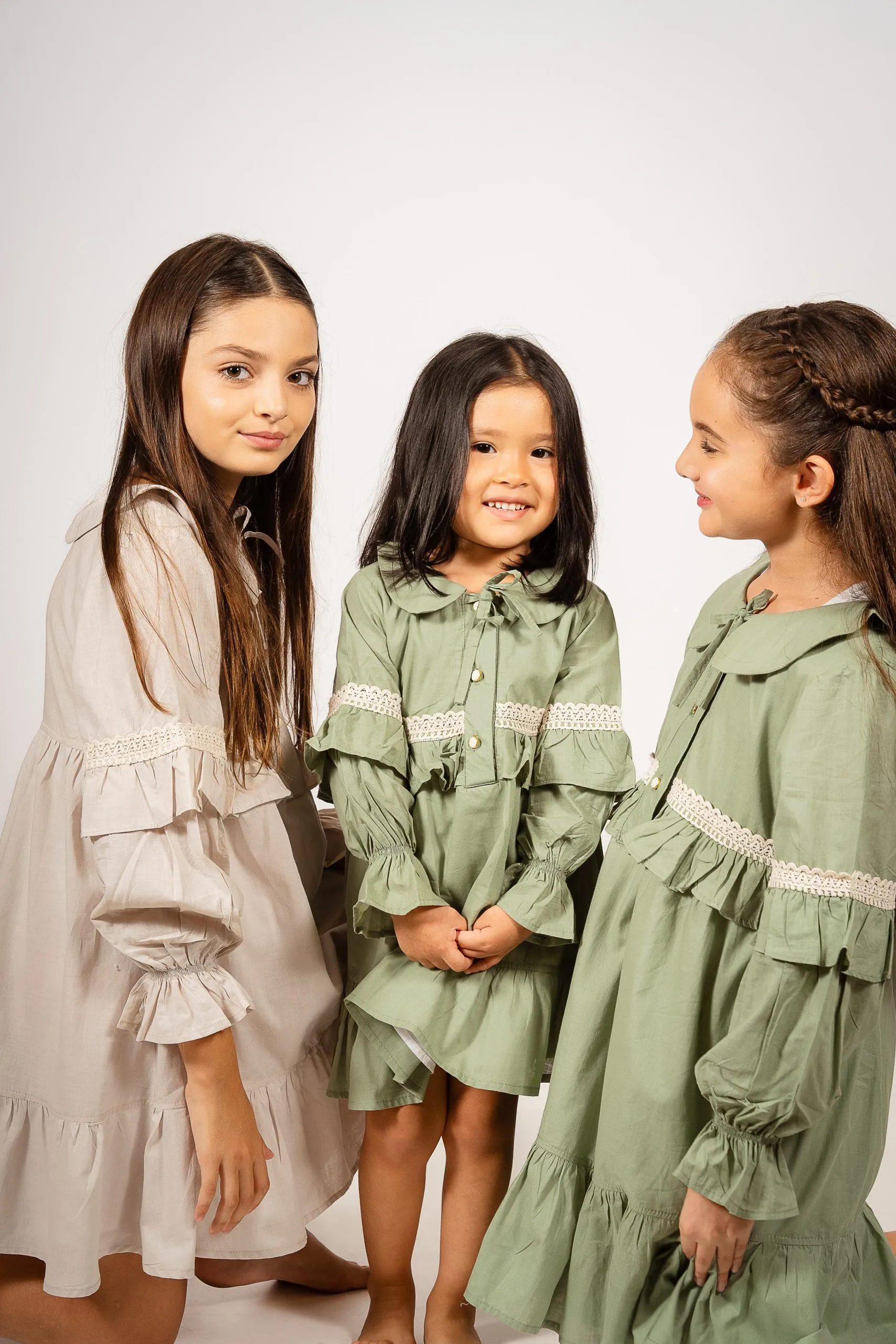 Vestido verde de voile para niñas | Diseño coquette artesanal - Imagen 5