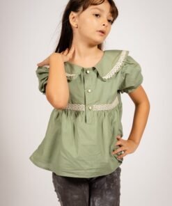 Alternative view of Blusa de voile de algodón para niñas | Con cuello Peter Pan y encaje - Begoña