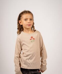 Alternative view of Remera Morley Beige Bordado Margaritas Rojas