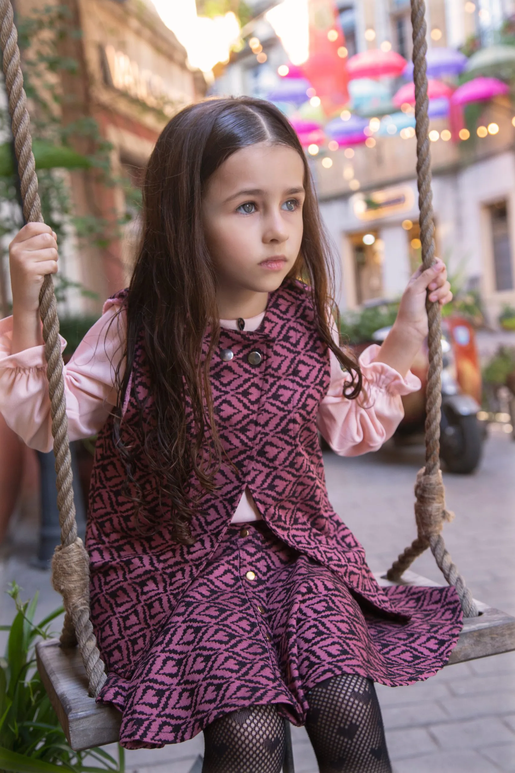 Chaleco estampado rosa niñas - Imagen 3