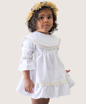 Vestido Helena blanco de poplin elegante