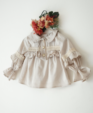 Blusa Voile Beige Puntilla Romántica