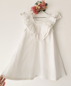 vestido mini volado V de poplín 100% algodón