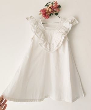 vestido mini volado V de poplín 100% algodón