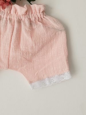 Alternative view of Pantalón corto de gasa con puntilla para niñas | Liviano y delicado - Begoña