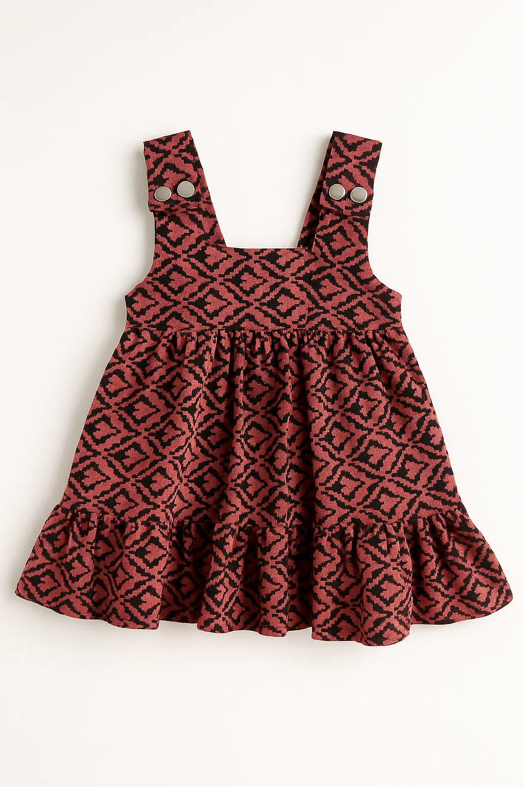 Jumper vestido rosa de bengalina para niñas | Diseño estampado con volado - Begoña