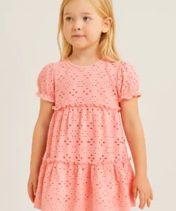 Vestido Renata de Broderie rosa Elastizado