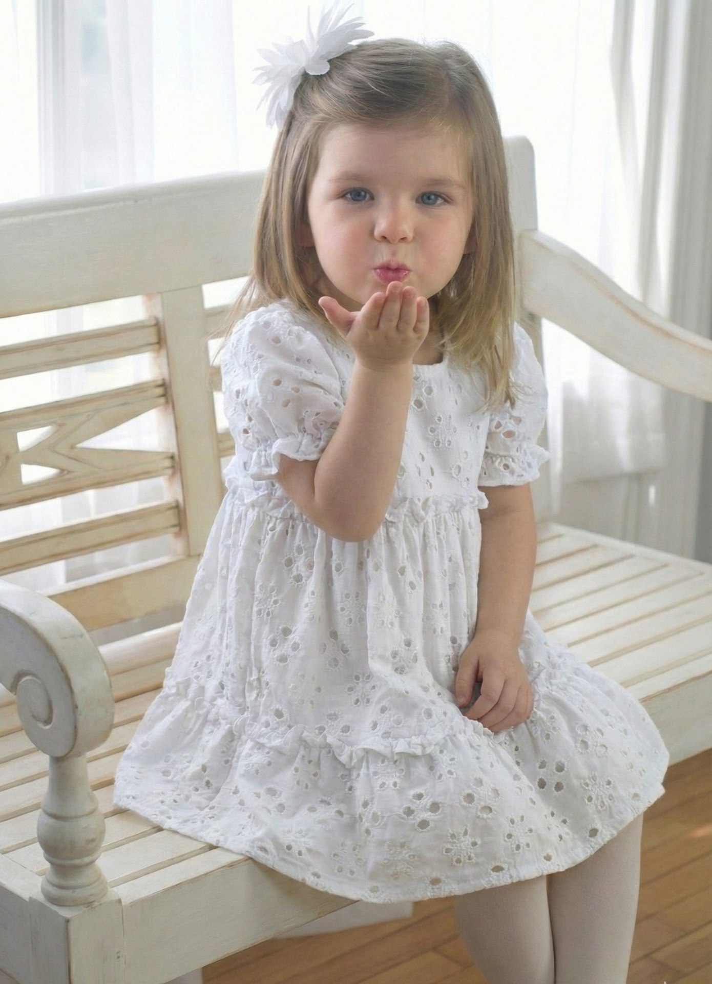 Vestido Renata de Broderie blanco Elastizado - Imagen 3