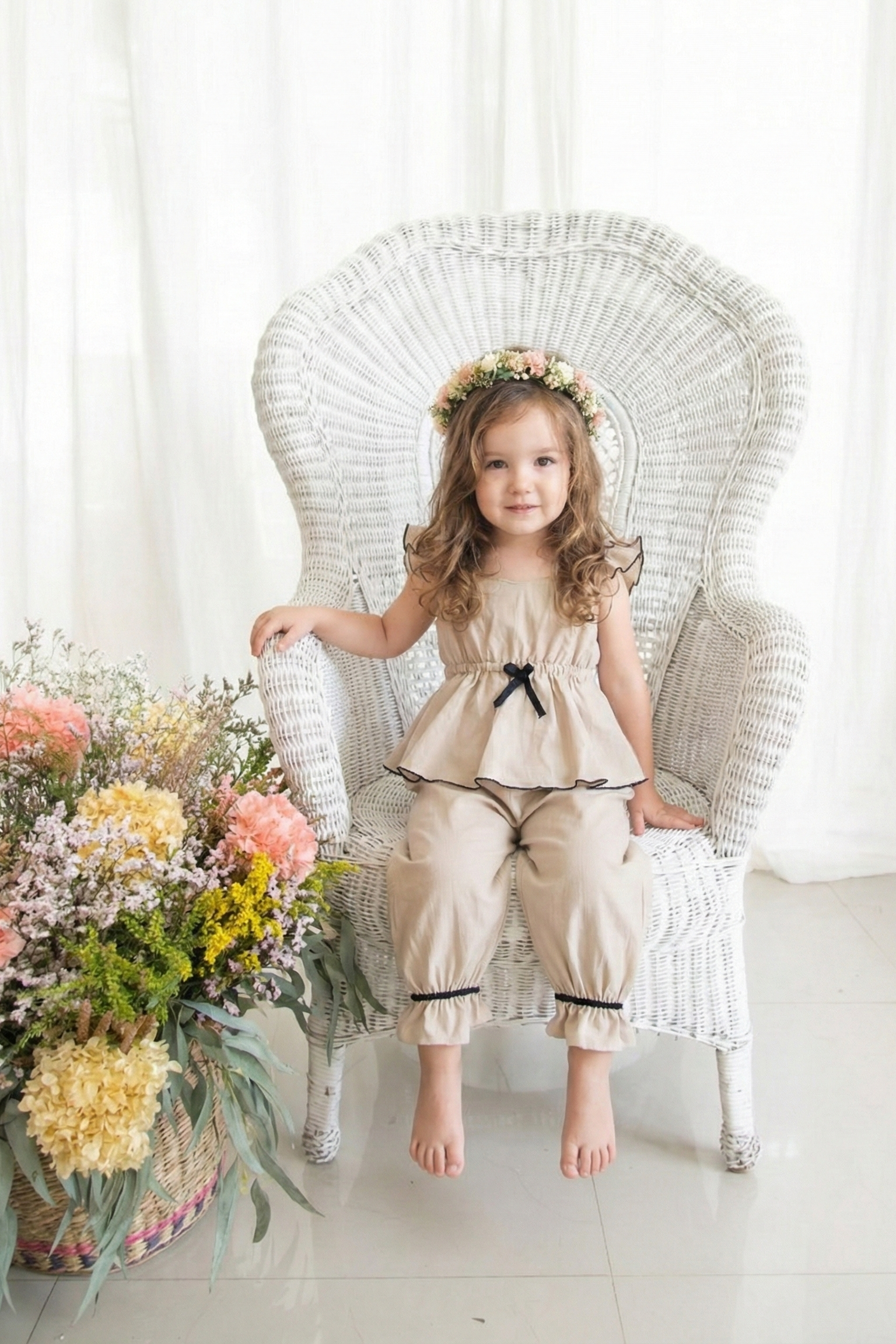 Jumpsuit Bengalina Beige Detalles Negros - Imagen 5