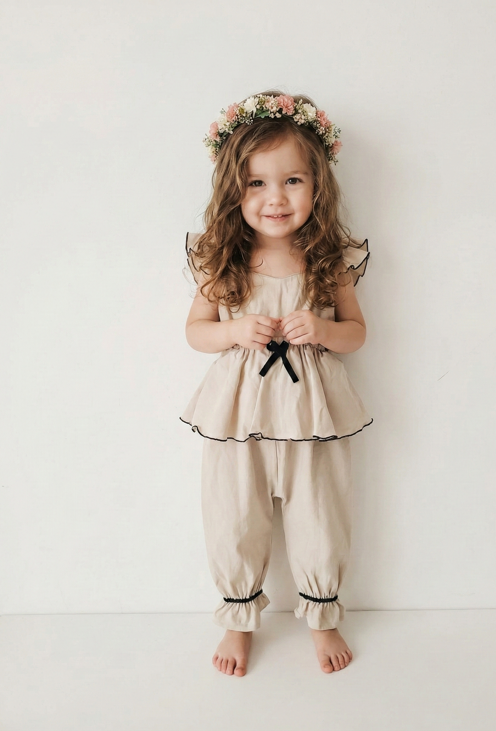 Jumpsuit Bengalina Beige Detalles Negros