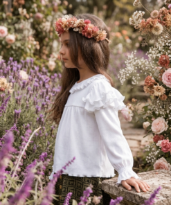 Blusa de morley con festones para niñas | Artesanal y de calidad premium