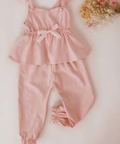 Enterito rosa bebé Jumpsuit Alice de bengalina para niñas, moda infantil elegante