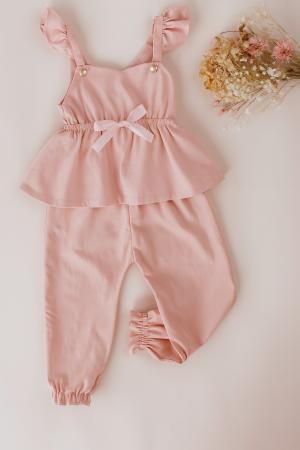 Enterito rosa bebé Jumpsuit Alice de bengalina para niñas, moda infantil elegante