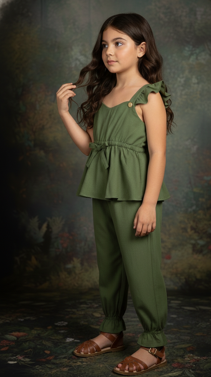 Enterito verde militar de bengalina | Jumpsuit Alice - Imagen 4