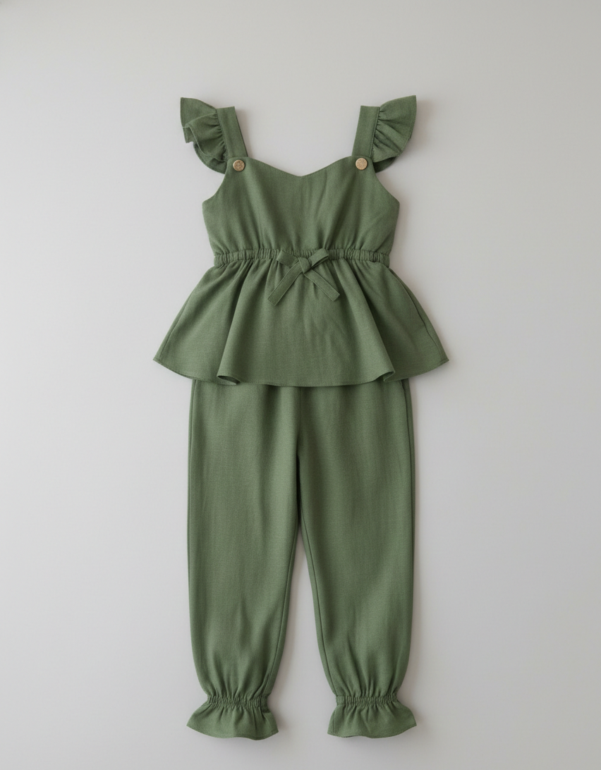 Enterito verde militar de bengalina | Jumpsuit Alice - Imagen 7