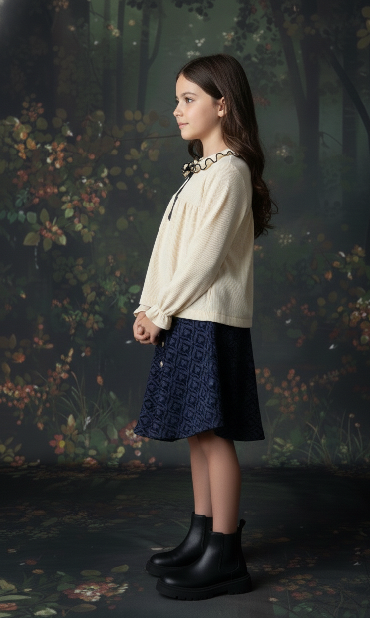 Falda Campana Corta Azul para Niñas - Imagen 5