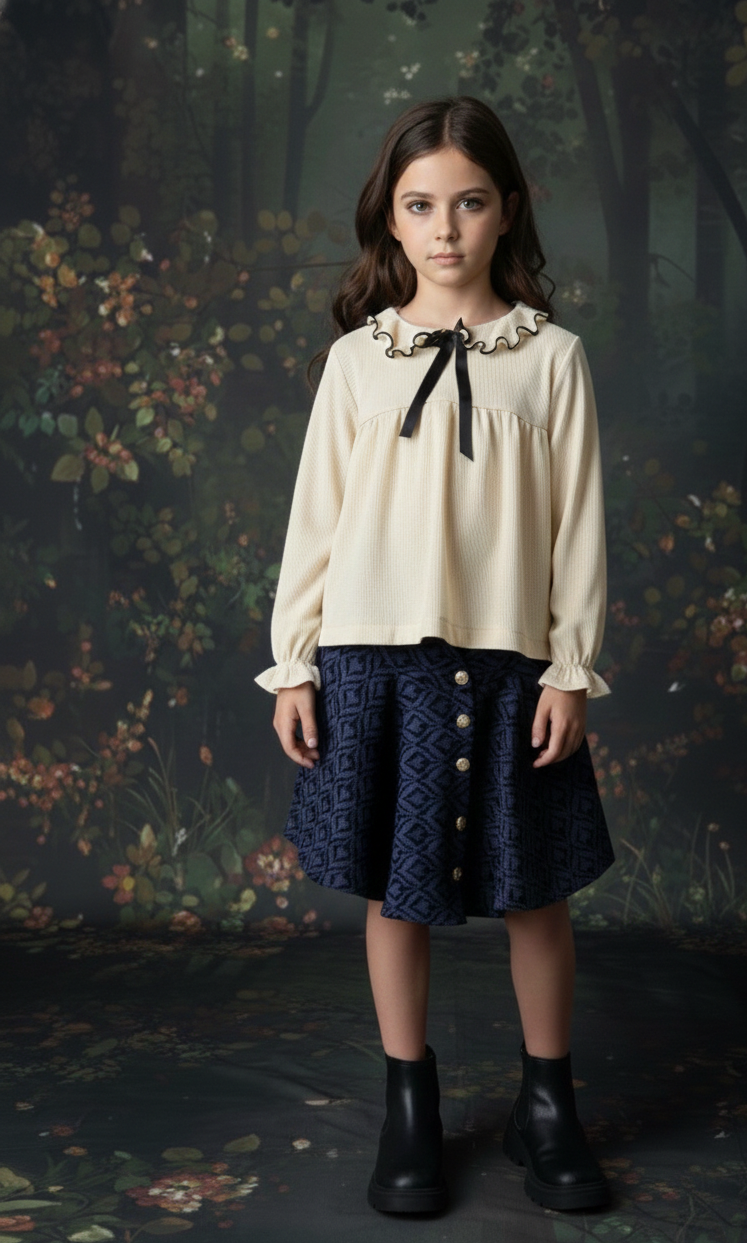 Falda Campana Corta Azul para Niñas