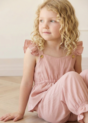 Enterito rosa bebé de bengalina- Jumpsuit Alice