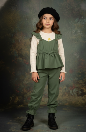 Alternative view of Enterito verde militar de bengalina | Jumpsuit Alice
