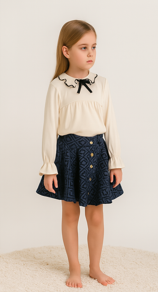 Falda Campana Corta Azul para Niñas - Imagen 4