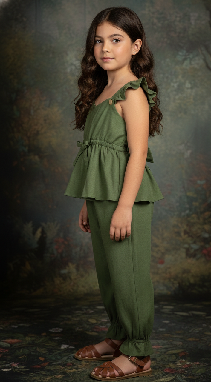 Enterito verde militar de bengalina | Jumpsuit Alice