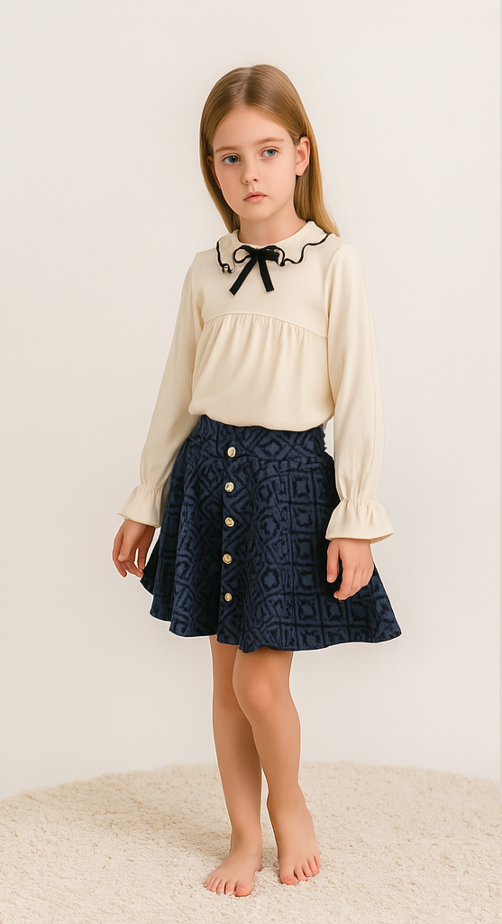 Falda Campana Corta Azul para Niñas - Imagen 3