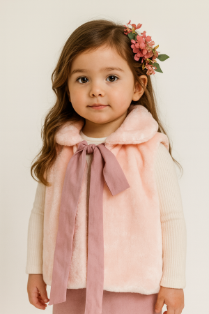 Alternative view of Chaleco Infantil de Polar con Cuello Bebé Alto – Rosa bebé