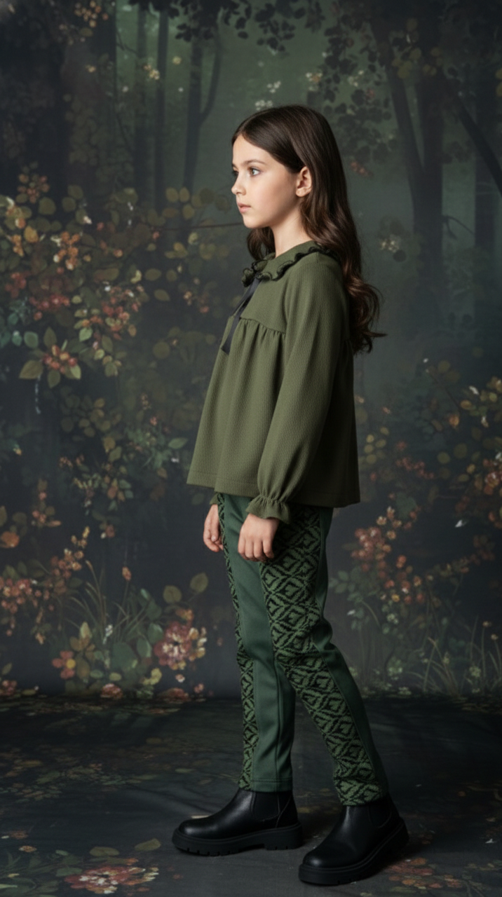 Blusa de morley verde para niñas – Moda coquette argentina - Imagen 3