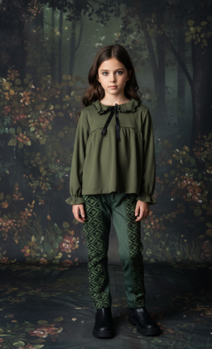 Alternative view of Blusa de morley verde para niñas – Moda coquette argentina