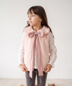 Chaleco Infantil de Polar con Cuello Bebé Alto – Rosa bebé