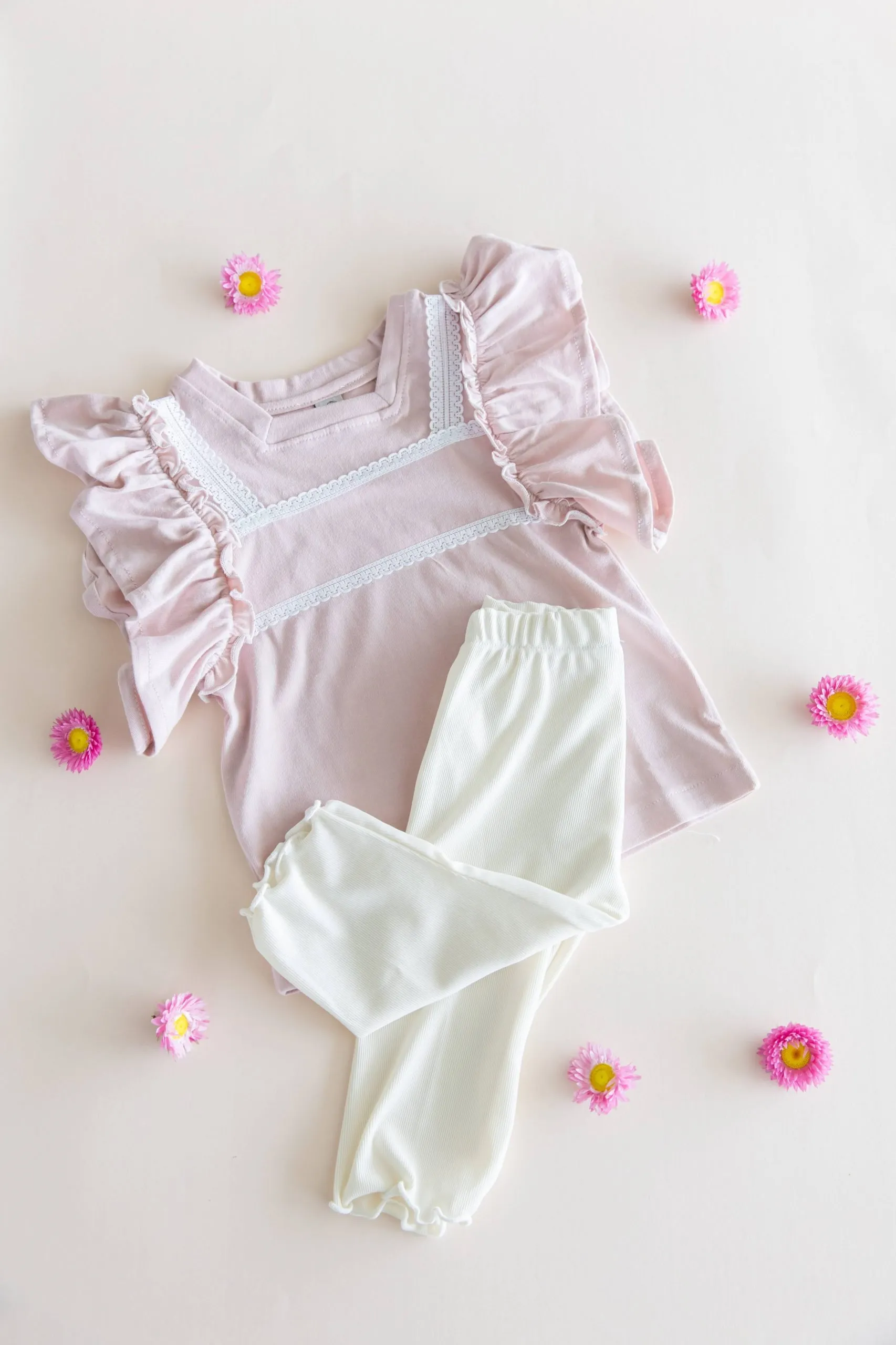 Remera infantil coquette de jersey rosa | Begoña - Imagen 2