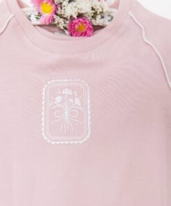 remera infantil coquette bordada raglán rosa algodón con flor – Begoña