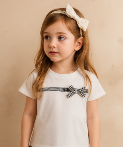 Alternative view of Remera infantil de jersey con moño cuadrillé