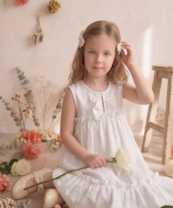 Vestido infantil boho chic blanco fresco y artesanal
