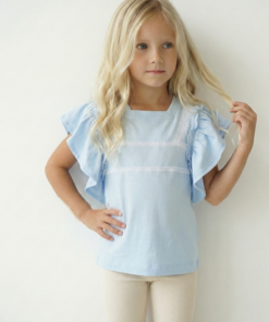 Remera infantil coquette de jersey Celeste | Begoña