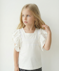 Remera infantil coquette de jersey blanca
