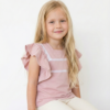 remera infantil coquette de jersey rosa con puntilla y mangas con volados – Begoña Boutiqu
