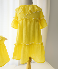 vestido infantil boho romántico amarillo gasa – Begoña