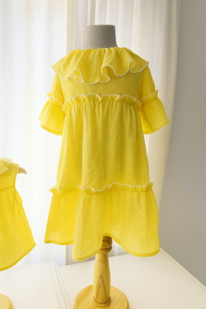 vestido infantil boho romántico amarillo gasa – Begoña