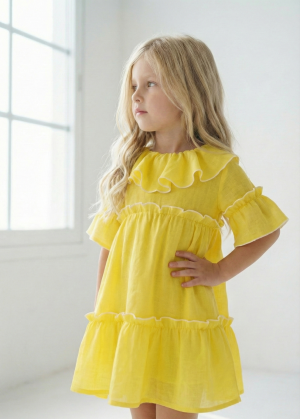 Vestido infantil Mila boho romántico amarillo
