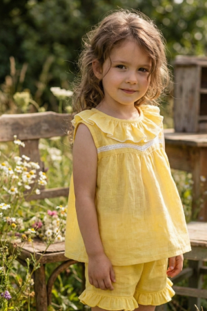 La blusa infantil de gasa boho romántica amarilla