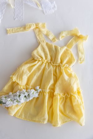 vestido infantil boho romántico amarillo con lazos – Begoña