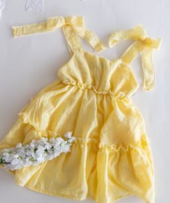 vestido infantil boho romántico amarillo con lazos – Begoña
