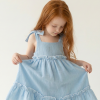 Vestido Luana infantil boho romántico celeste con lazo