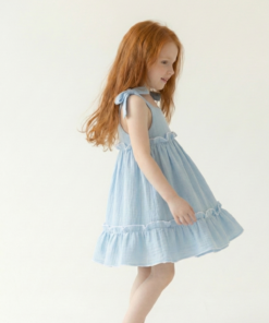 Vestido luana simil gasa liviano para niñas celeste