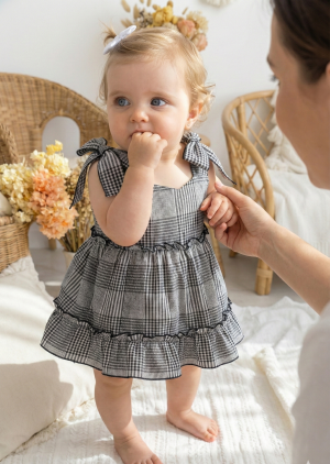 Alternative view of Vestido Alana Rojo y negro cuadrillé para bebés